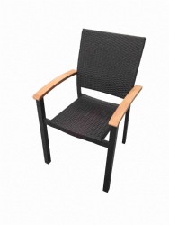 homegarden rattan stacking chair with wood armrest